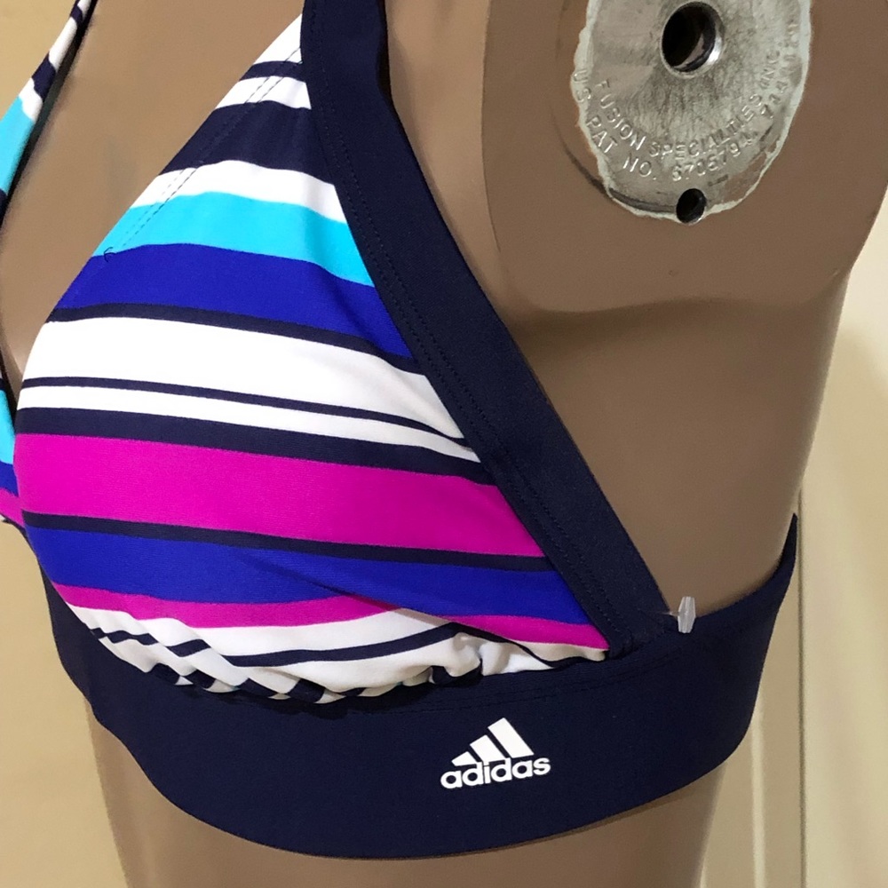 Adidas Easy Stripe Strappy Bralette Swim Top - Picture 2 of 3
